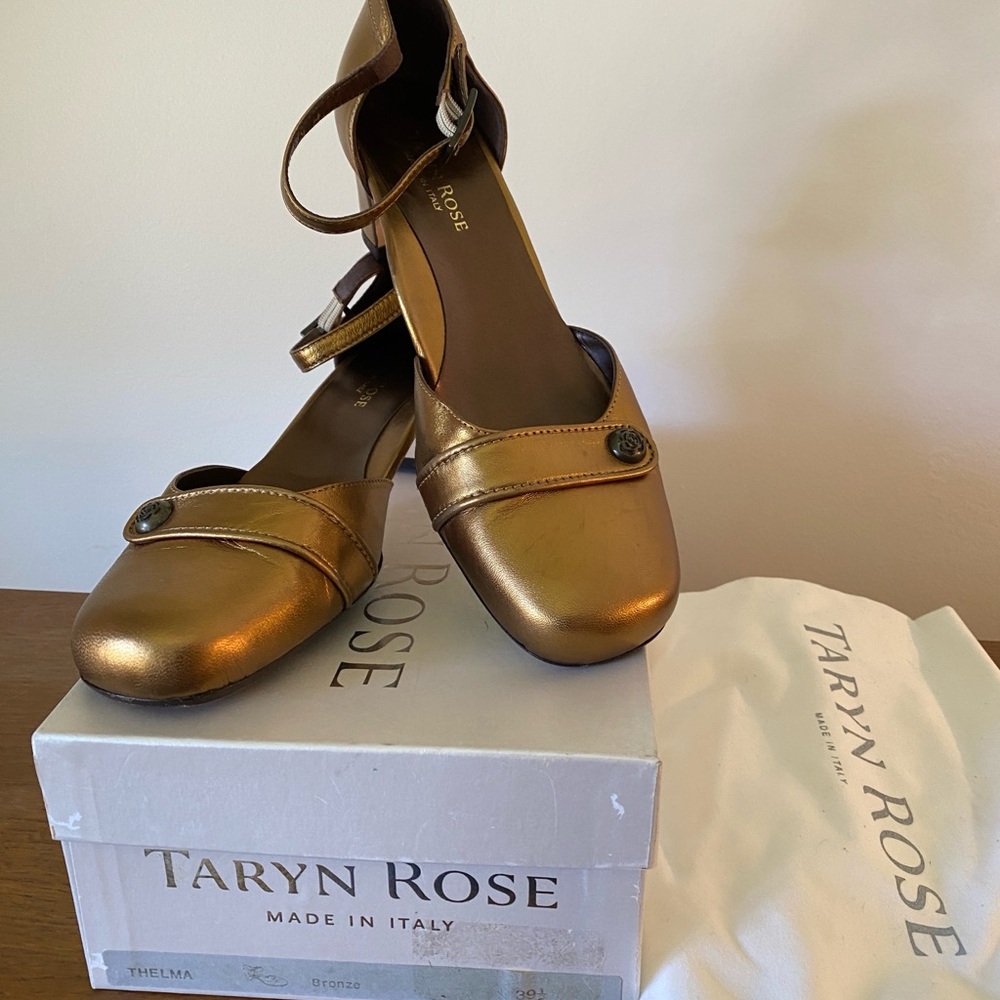Taryn Rose Bronze Mary Jane Heels